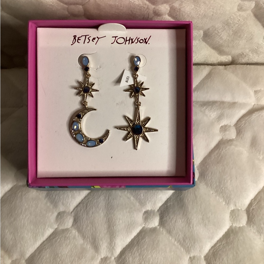 Betsy Johnson Moon And Star Earrings